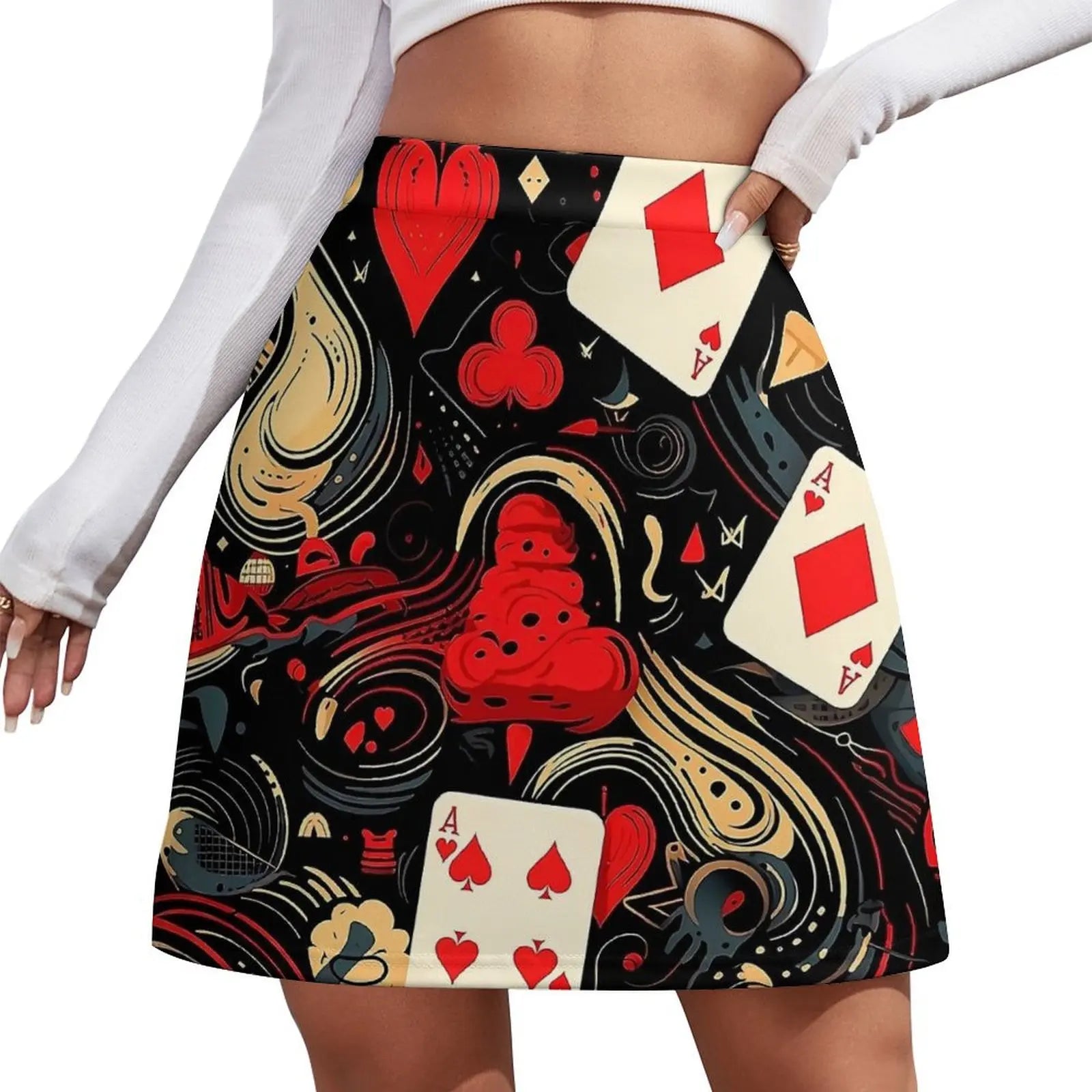 Playing Cards Casino The Gambler Skirt Summer  Y2K Casual A-line Skirts Cute Mini Skirt Ladies Graphic Oversized Skort Clothes