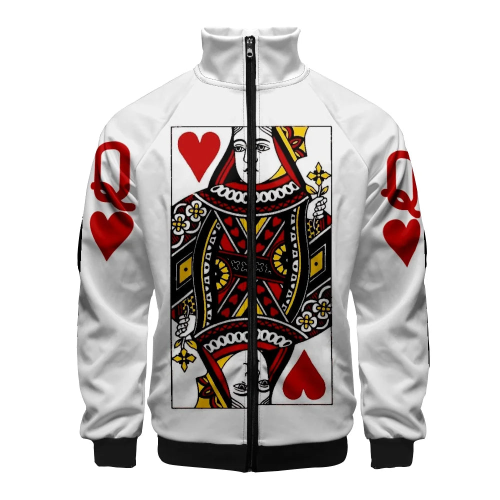 Veste Poker King & Queen - Col Montant 3D Cartes à Jouer