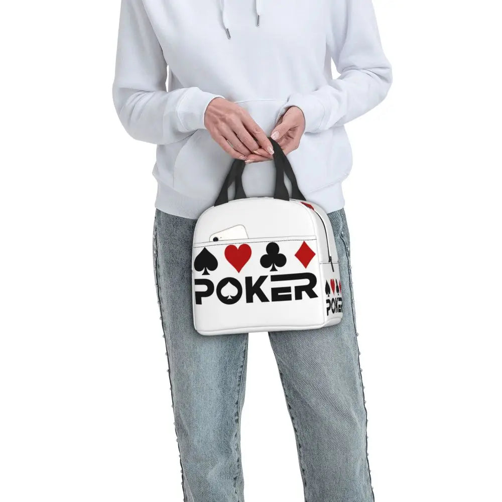 Poker Four Suits Portable Lunch Box Étanche Card Game Players Cooler Thermal Food Insulated Lunch Bag School Children Student