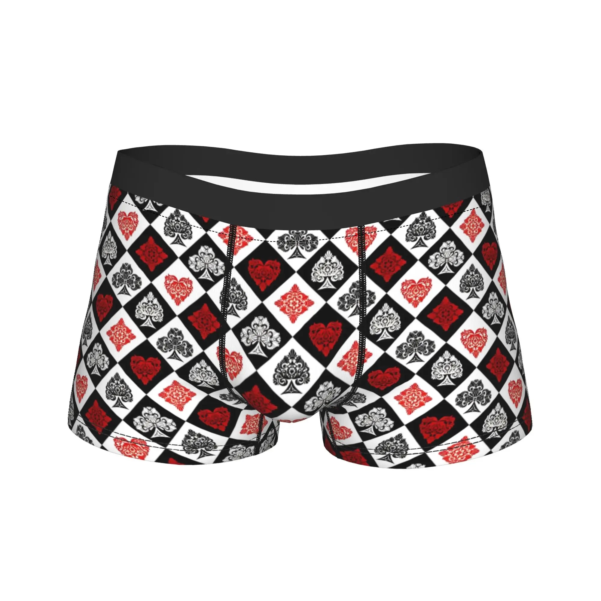 Men Boxer Briefs Shorts pants Panties King Of Hearts Blackjack Cards Poker 21 K Breathable Underwear Male Humor Plus Size Underpants