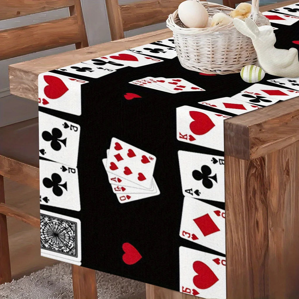 Poker Card Theme Table Runner Tablecover Poker Night Party Decoration Poker Card Birthday Party Supplies Home Dining Table Decor