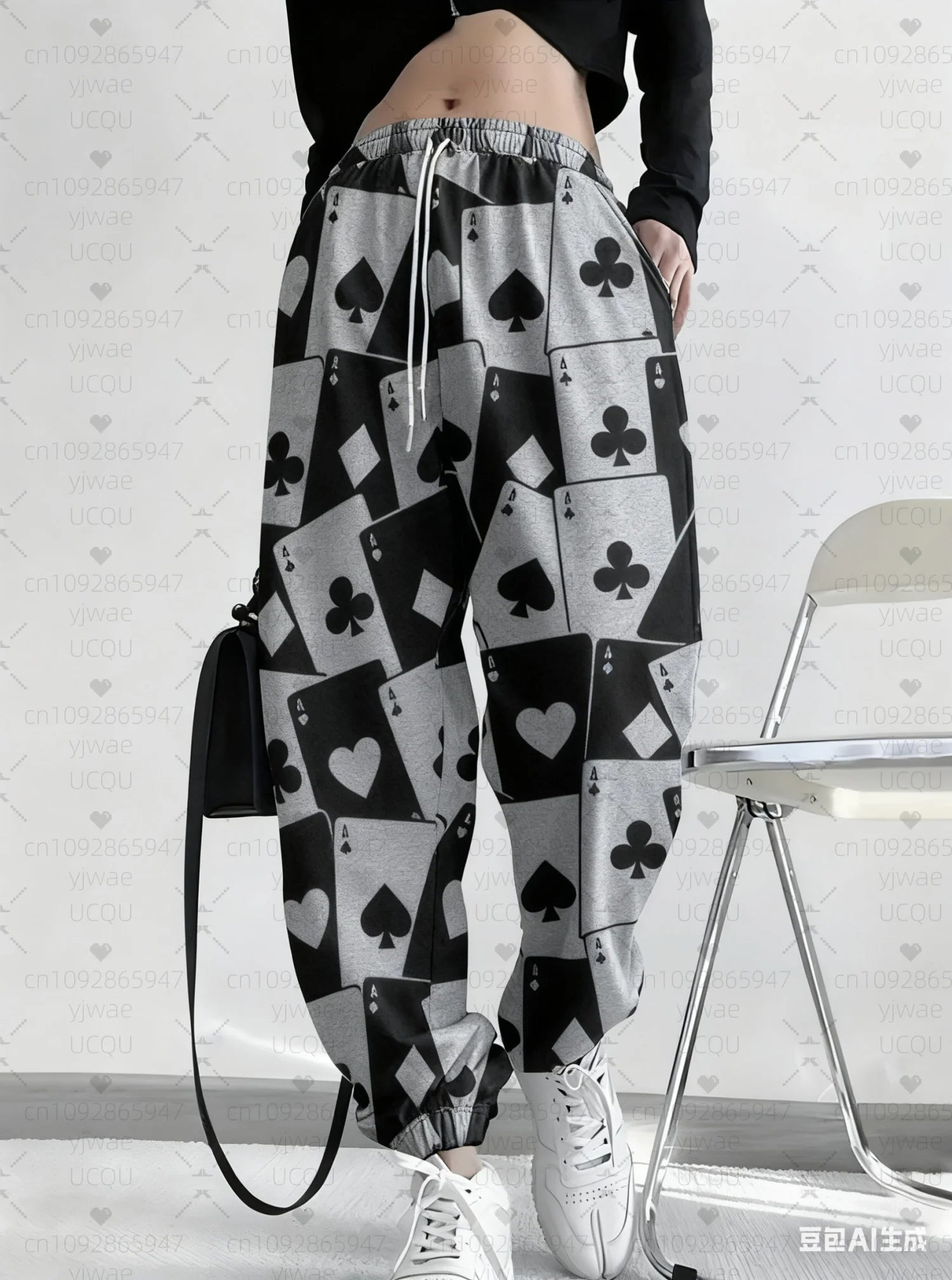 2025 womens high waisted harem pants women Jogger Pants Pink playing cards Pants Spring/Summer Outdoor Men's Long Pants Trousers