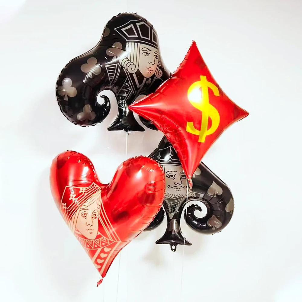 Casino Fête Décoration Dice Ballon Chanceux 7 Aluminium Ballon Latex Poker Ballons Casino Poker Fête Las Vegas Mariage Décorations