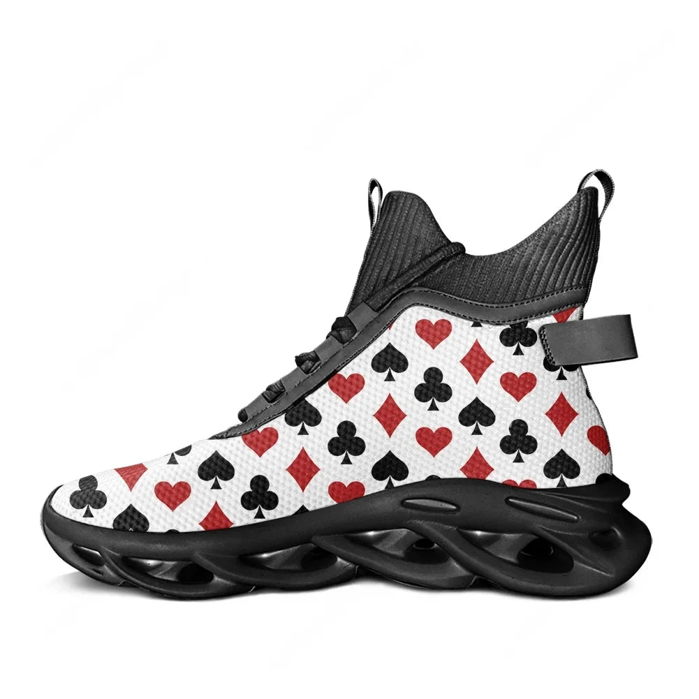 Playing Card Poker 3D Printed Pattern High Top Flats Sneakers baskets
