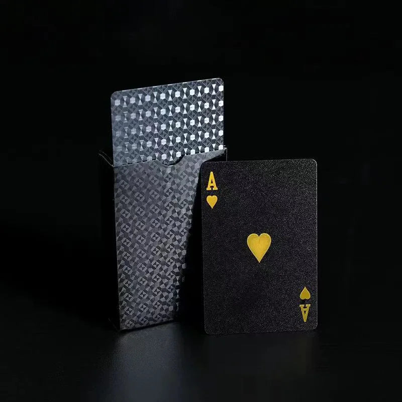 Cartes Poker Or Noir Imperméables PVC - Jeu de Cartes Magic Cadeau Collection