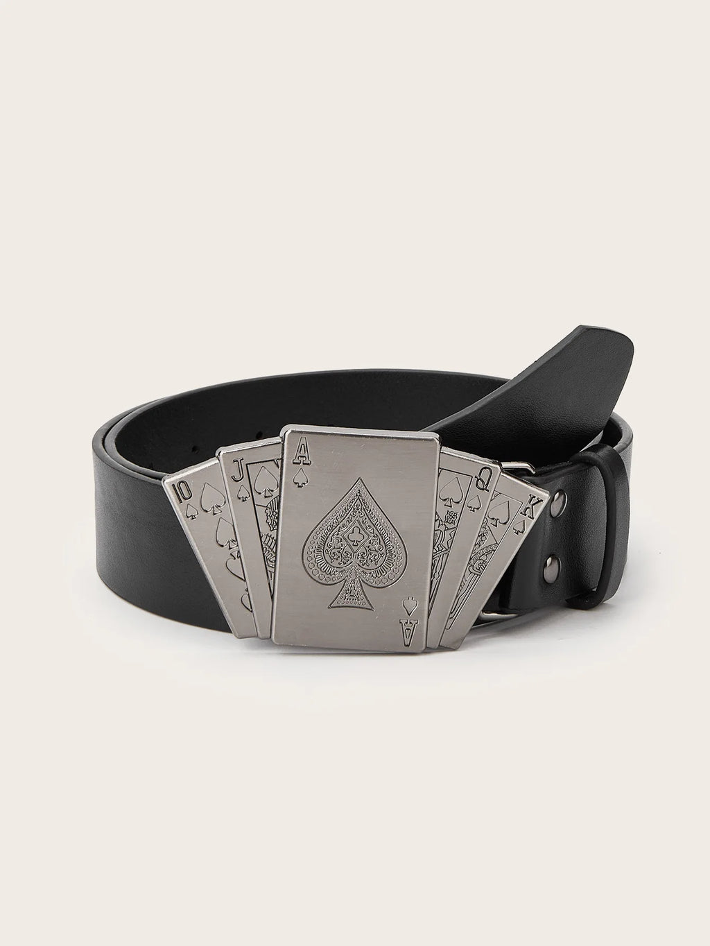 Vintage-style Femme's Faux Leather Ceinture Poker-themed Metal Boucle Ceinture pour Both Homme et Femme Punk-style Jeans Ceinture
