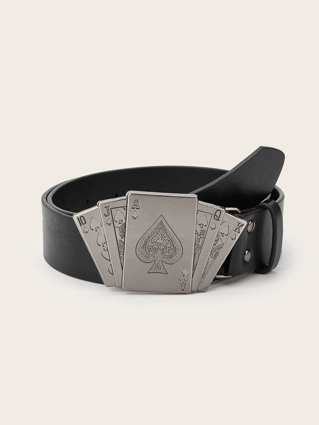 Vintage-style Femme's Faux Leather Ceinture Poker-themed Metal Boucle Ceinture pour Both Homme et Femme Punk-style Jeans Ceinture