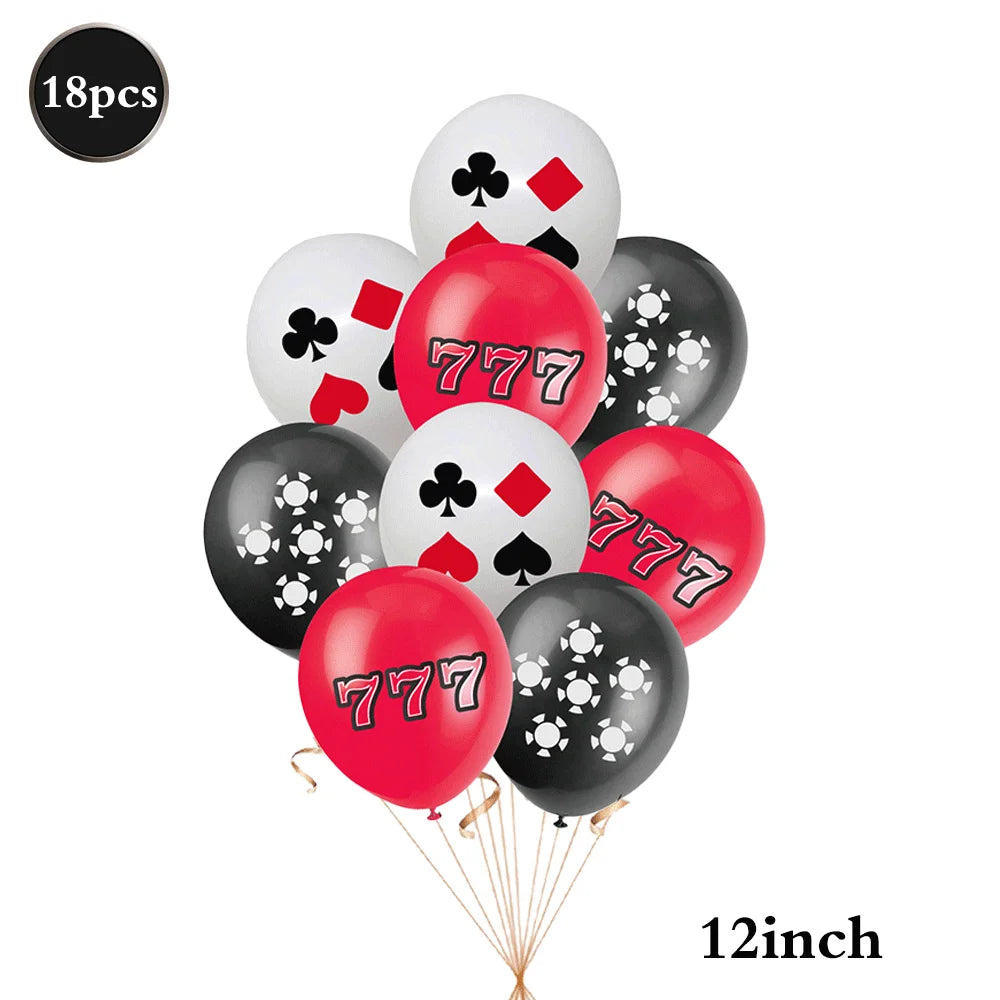 Casino Fête Décoration Dice Ballon Chanceux 7 Aluminium Ballon Latex Poker Ballons Casino Poker Fête Las Vegas Mariage Décorations