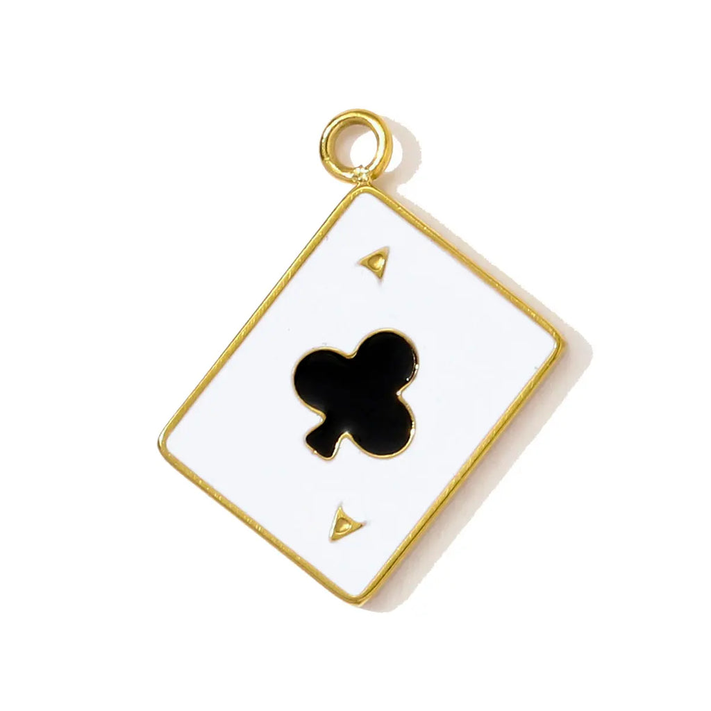 3pcs/lot Enamel Club A Poker Card Stainless Steel DIY Charm Clover Crown Heart Snake Necklace Pendant Women Jewelry Never Fade