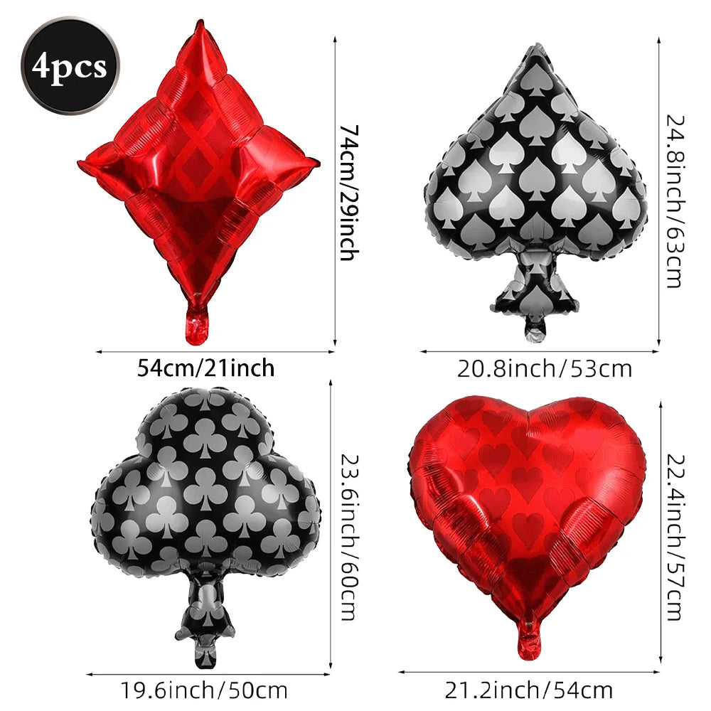 Casino Fête Décoration Dice Ballon Chanceux 7 Aluminium Ballon Latex Poker Ballons Casino Poker Fête Las Vegas Mariage Décorations