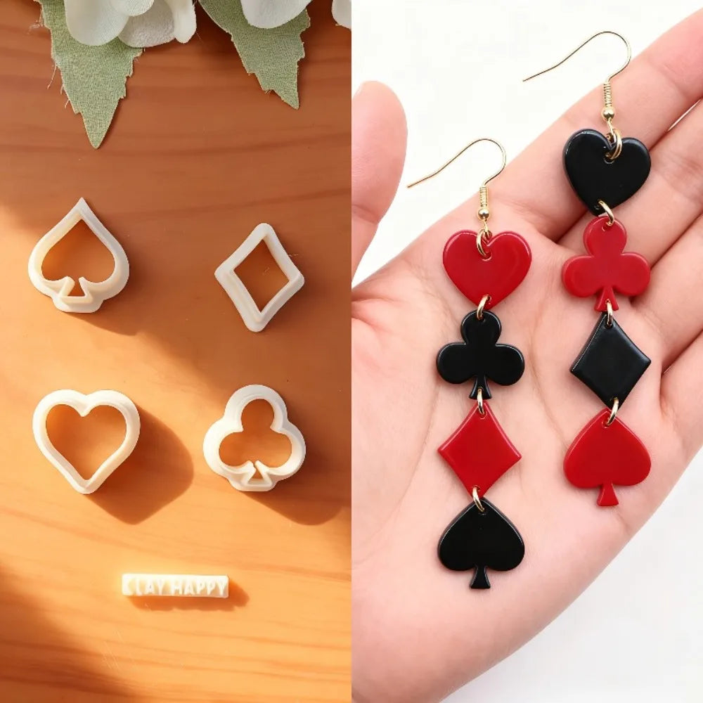 5Pcs Poker Suit Clay Cutters, Heart Spade Diamond Club Shapes for Poker Themed  Polymer Clay Earrings & Crafts Jewelry Making