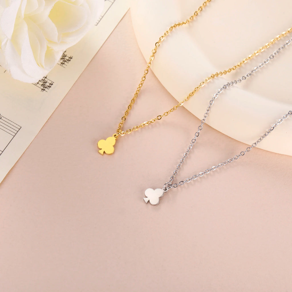 Unift Lucky Gambler Necklace for Poker Players Digger Stainless Steel Spade Ace Pendant Women Choker Neck Chain Trendy Jewelry