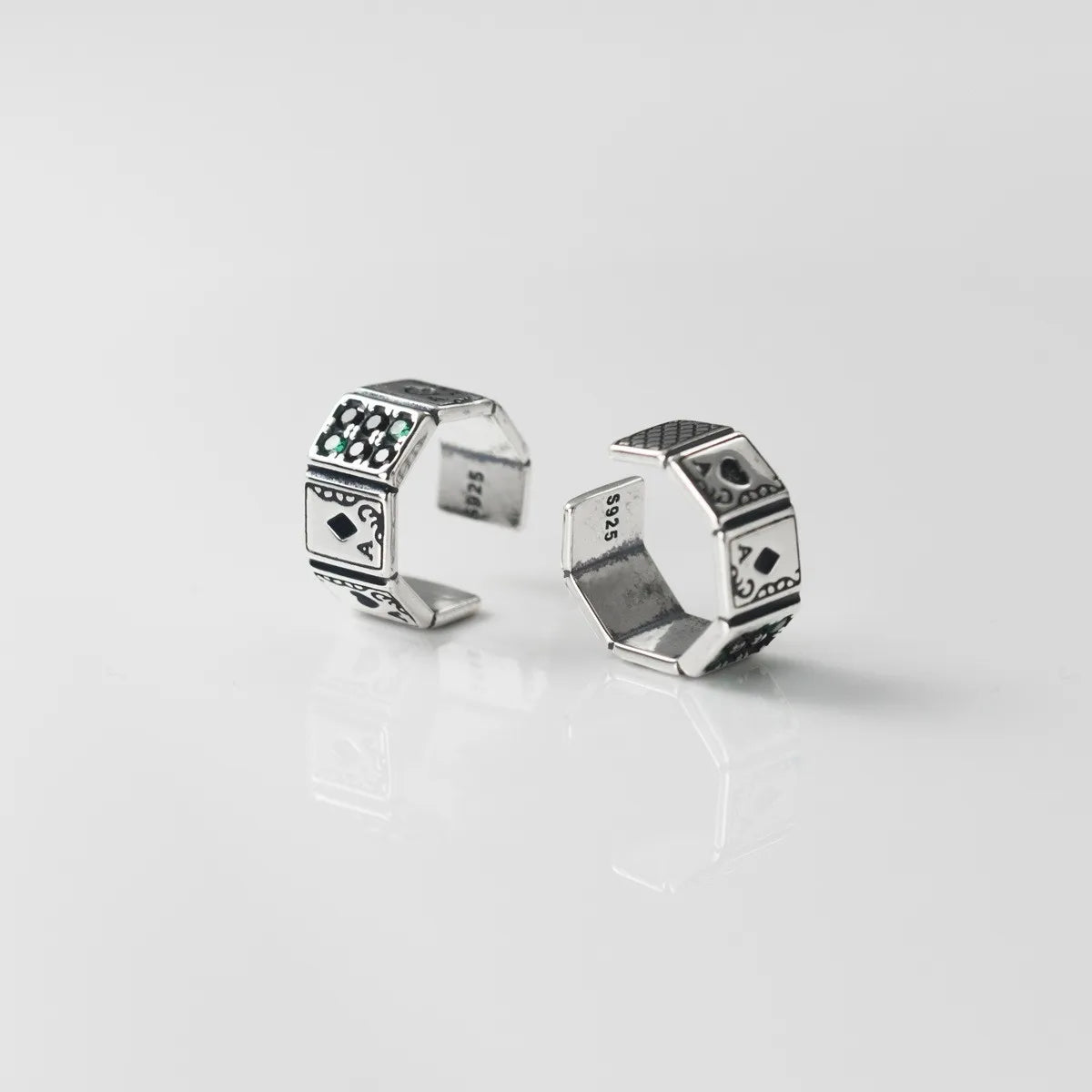 Korean 925 Sterling Silver Vintage Personality Hip-hop Punk Poker Clip Earrings for Men S925 Party Jewelry Gift Aretes De Mujer