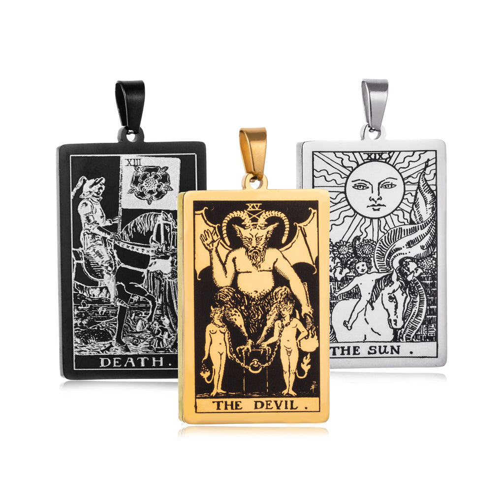 22 Tarot Cards Necklace Pendant Stainless Steel Major Arcana Divination Charms For Jewelry Personalized Necklace Making Gift DIY