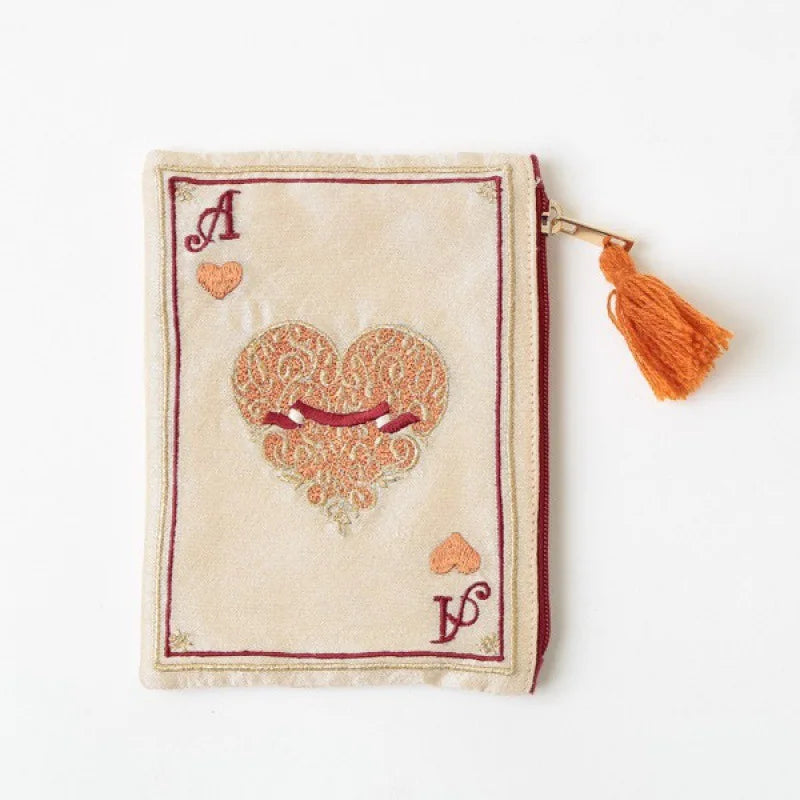 Mode Hand Embroidered Poker Card Patterns Portefeuille Pour Lady National Embrodered Small Pocket