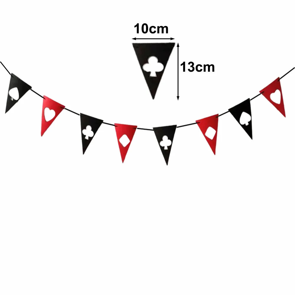 Casino Poker Anniversaire Theme Fête Décorations Casino Happy Anniversaire Bannière Poker Guirlande pour Casino Nuit Poker Events Accessoires