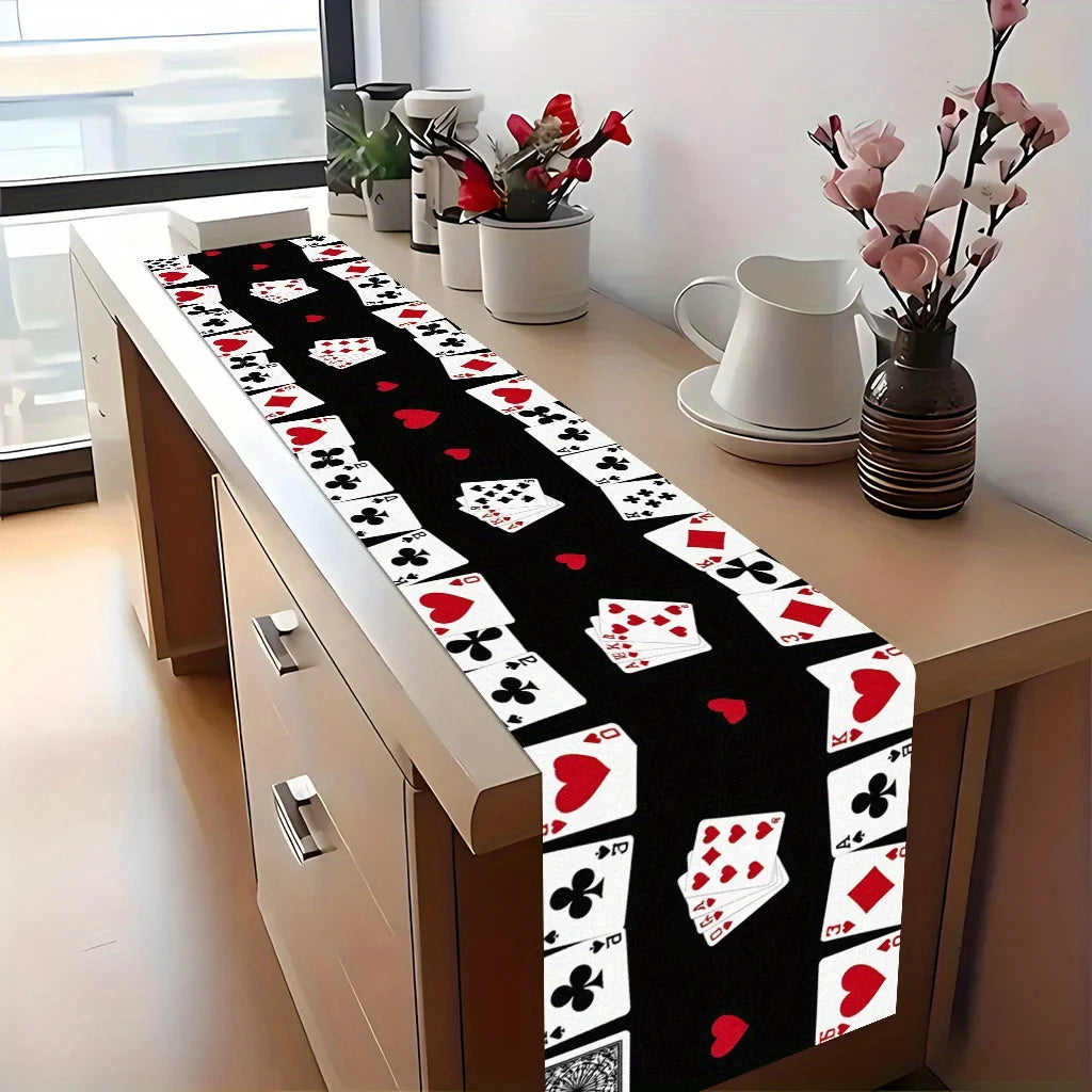 Poker Card Theme Table Runner Tablecover Poker Night Party Decoration Poker Card Birthday Party Supplies Home Dining Table Decor