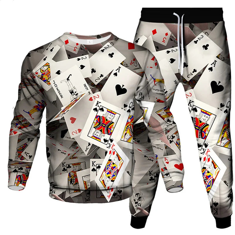 Ensemble Sportswear 2 Pièces Poker 3D - T-Shirt & Pantalon Homme