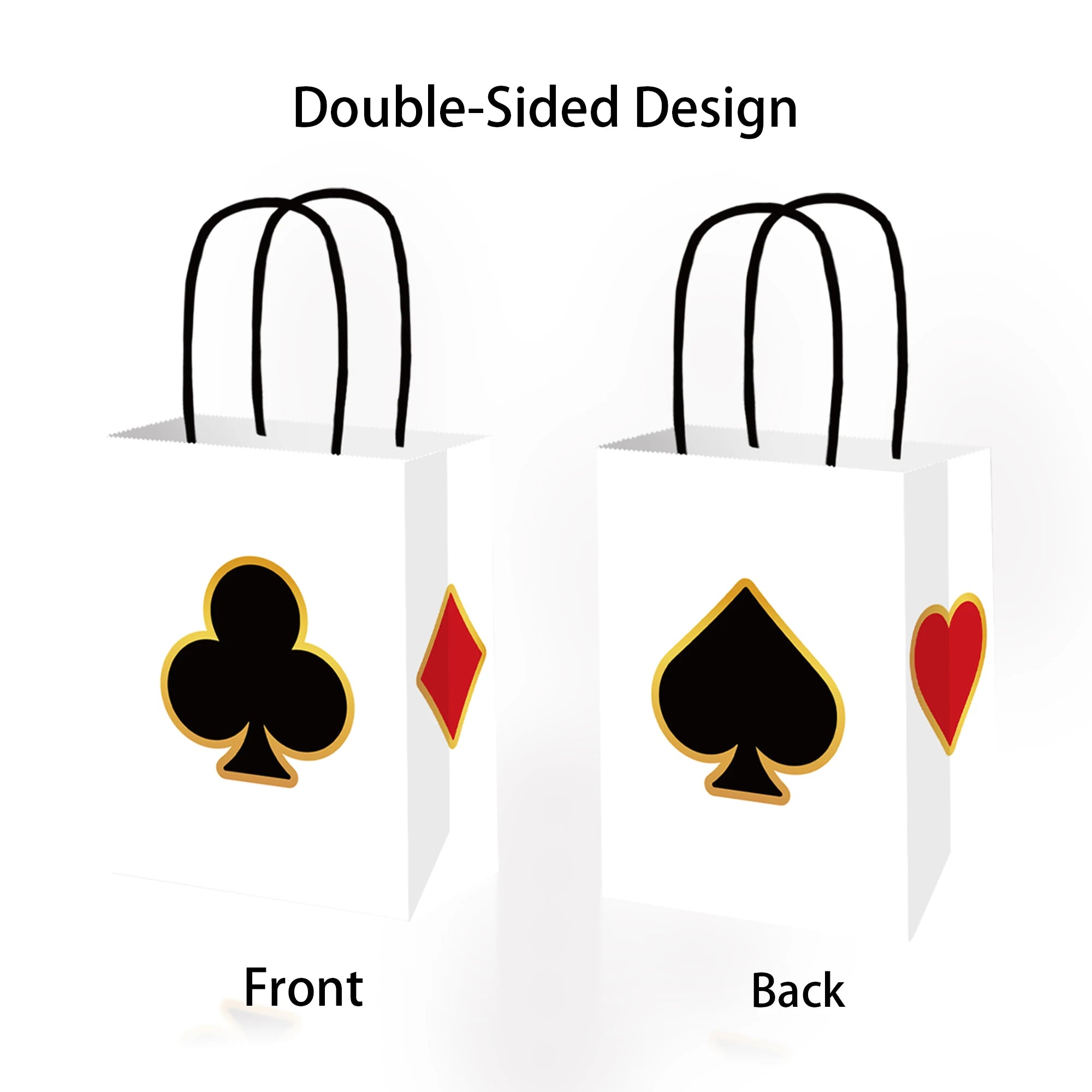 6/12/24/32pcs Casino Theme Favor Sacs avec Hand-Held Las Vegas Fête Candy Cadeau Sacs Casino Poker Fête Accessoires 6.3×3.15×8.27in