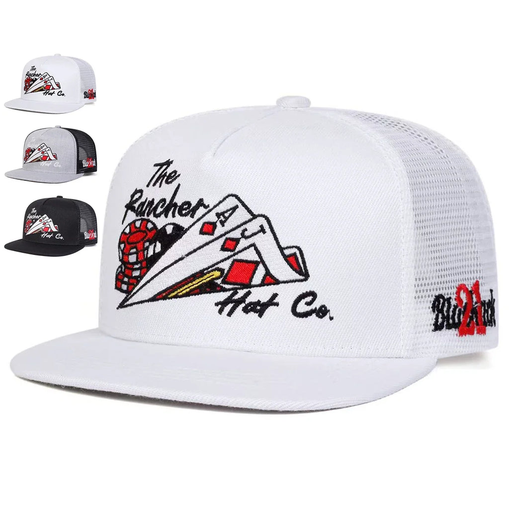 Unisex Poker Embroidery Hip-hop Net Hats Spring Summer Outdoor Adjustable Casual Baseball Caps Trucker Caps Sunscreen Hat