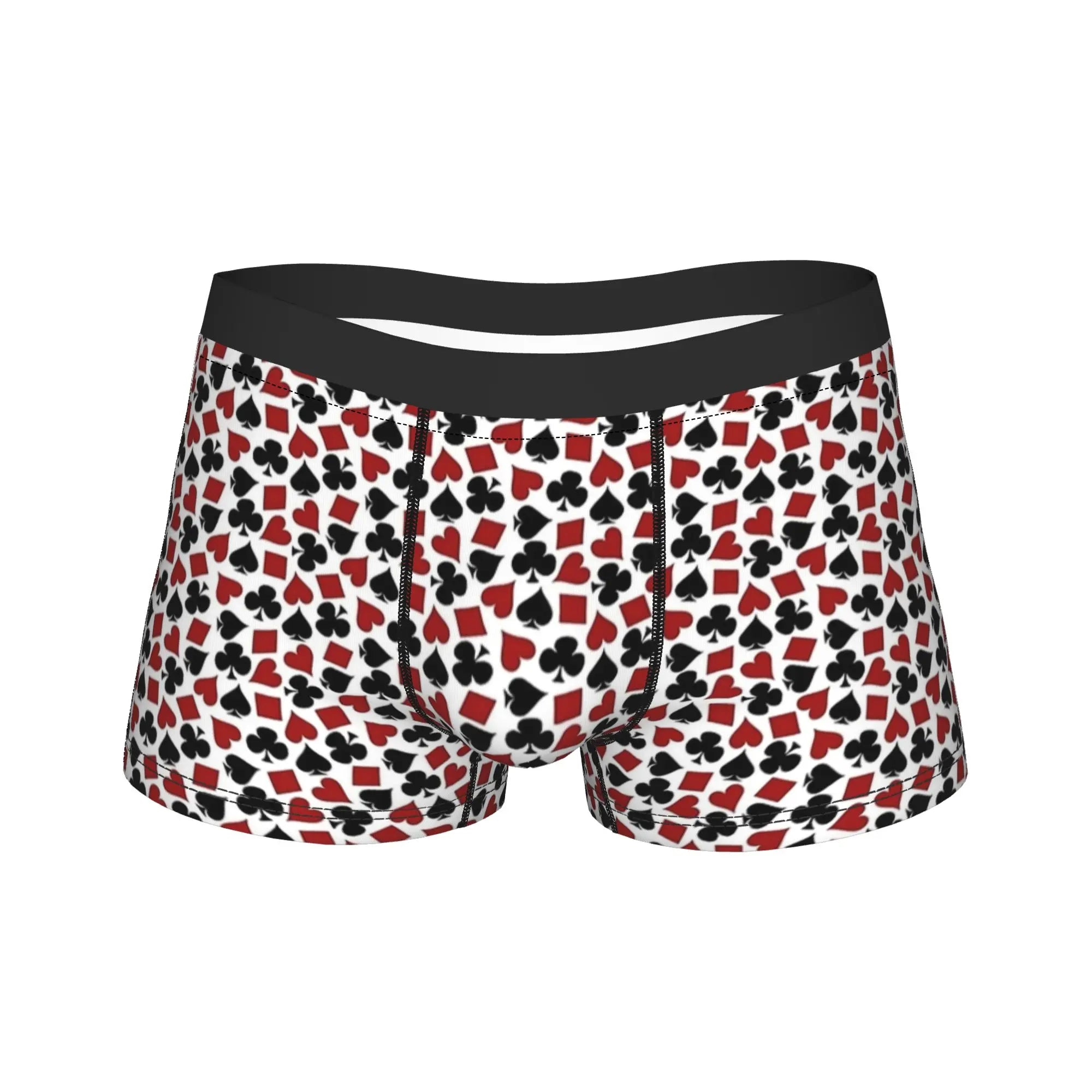 Playing cards suit symbols Underwear  Elastic Underpants Custom DIY Boxer Brief For Men 3D Pouch Plus Size Boxershorts
