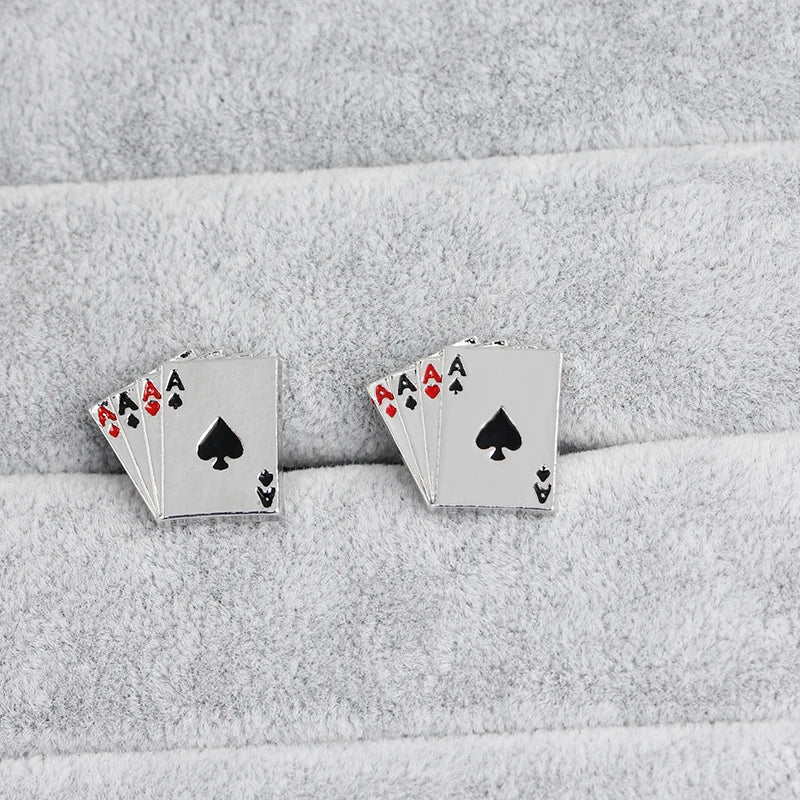 Funny AAAA Shaped Cufflinks Poker Ace Gemelos Mens Party Jewelry