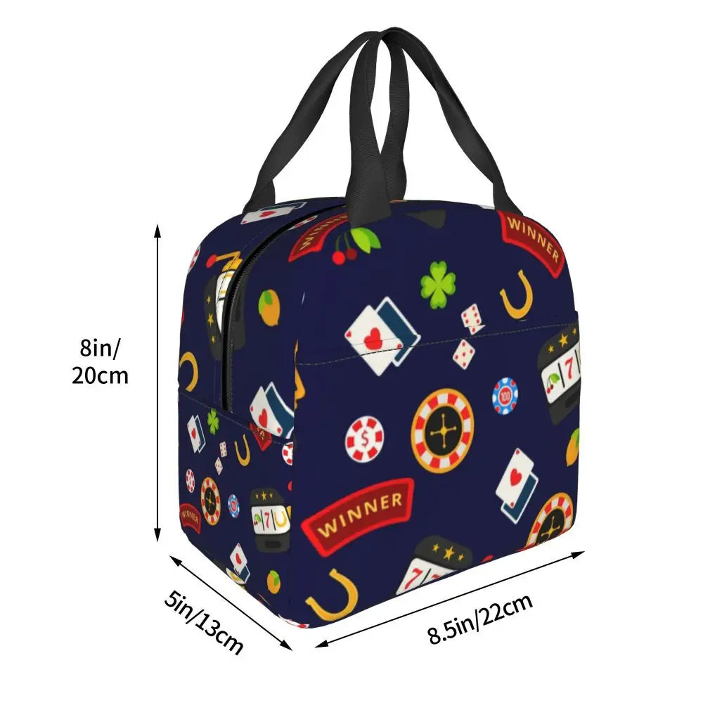 Poker Four Suits Portable Lunch Box Étanche Card Game Players Cooler Thermal Food Insulated Lunch Bag School Children Student