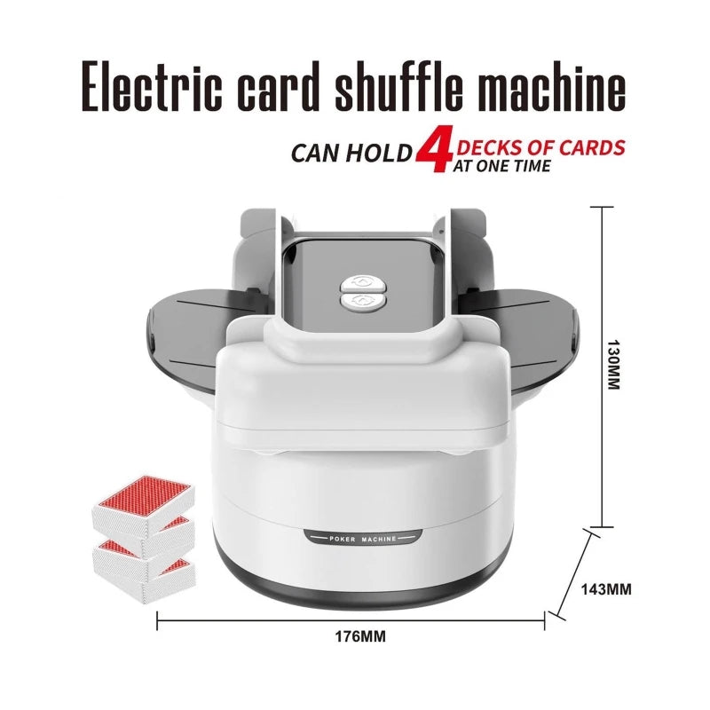 Type-C Port Automatic Card Shuffler 4 Deck Electric Casino Card Shuffler Rechargeable Cordless Poker Machine Card Dealer Machine
