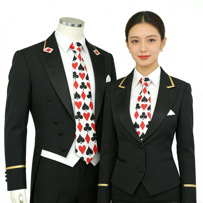 Hommes Cravates Cravate Formal Dress Cadeau Mariage Shirts Cravat Cravate Pour Homme Funny 4 inch width playing card/poker white Noir Fête