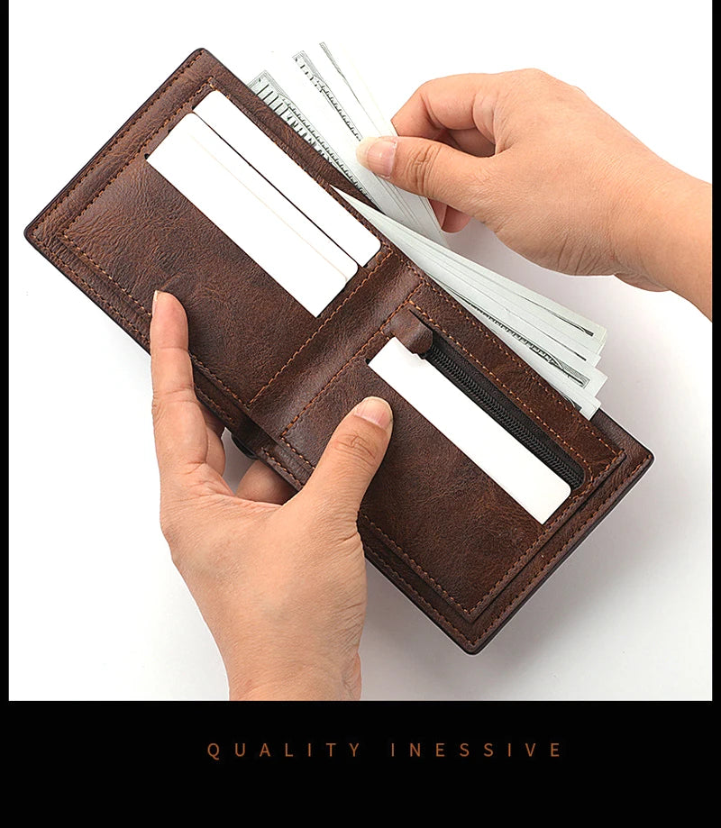 Queen of Pique Premium PU Leather Portefeuille pour Homme Slim Lightweight Durable Business Style Elegant Design