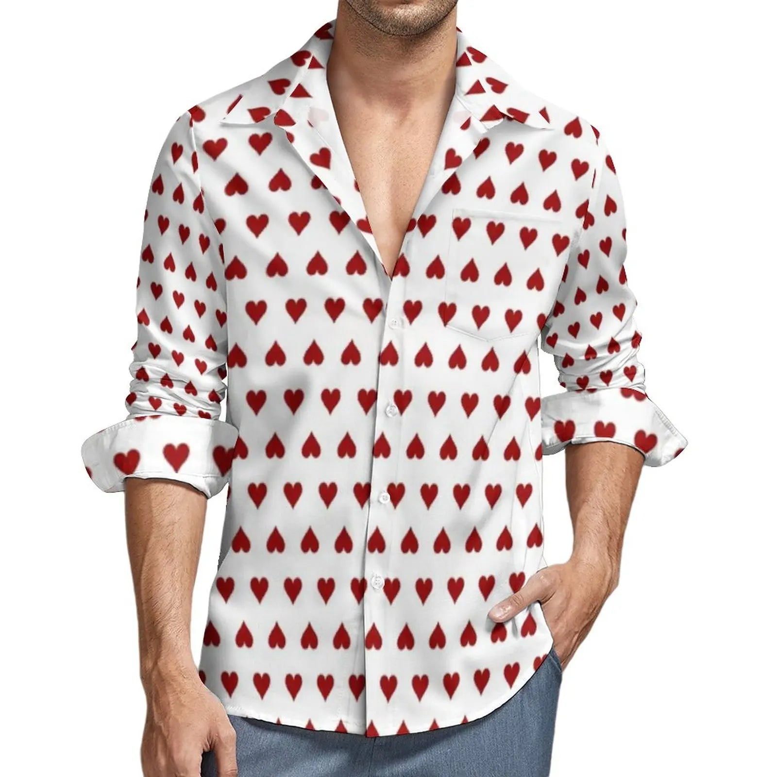 Poker Symbols Casual Shirts Male Playing Card Suits Shirt Long Sleeve Trending Funny Blouses Spring Graphic Clothing Plus Size