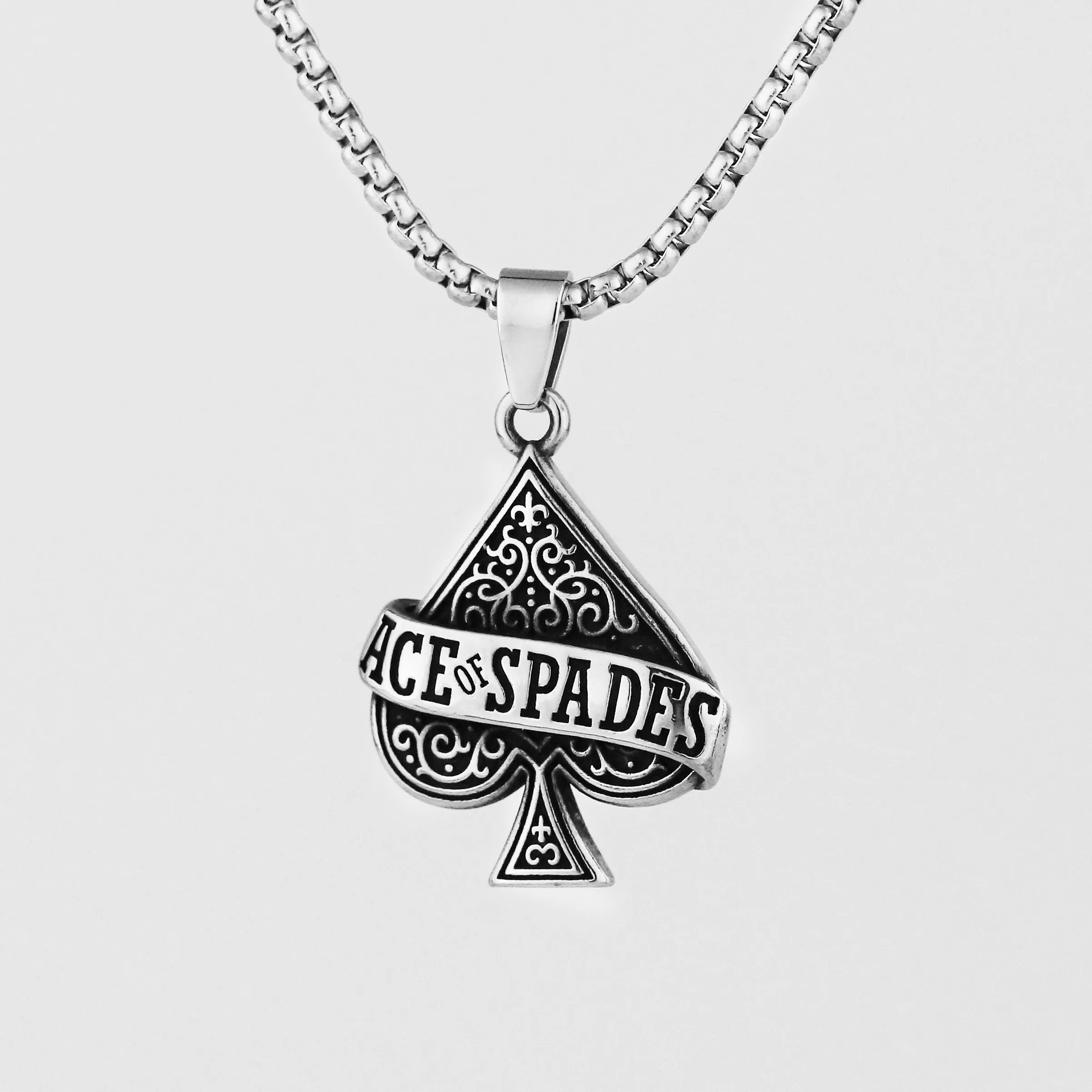 2022 New Ace of Spades Men Necklaces Jewelry,Stainless Steel Poker A Pendant,Rock Punk Casino Good Fortune Collar Accessory