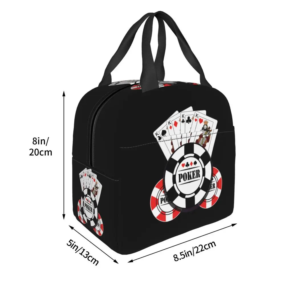 Poker Four Suits Portable Lunch Box Étanche Card Game Players Cooler Thermal Food Insulated Lunch Bag School Children Student