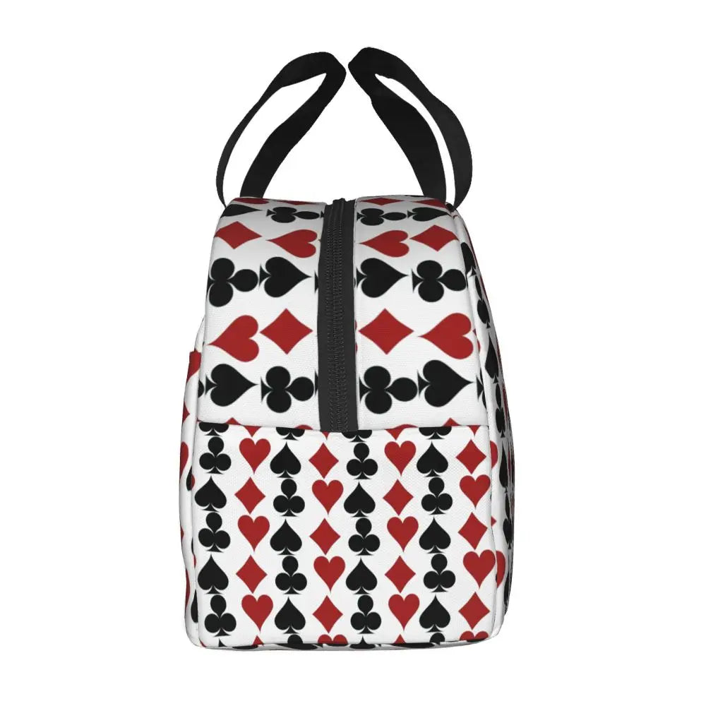 Poker Four Suits Portable Lunch Box Étanche Card Game Players Cooler Thermal Food Insulated Lunch Bag School Children Student