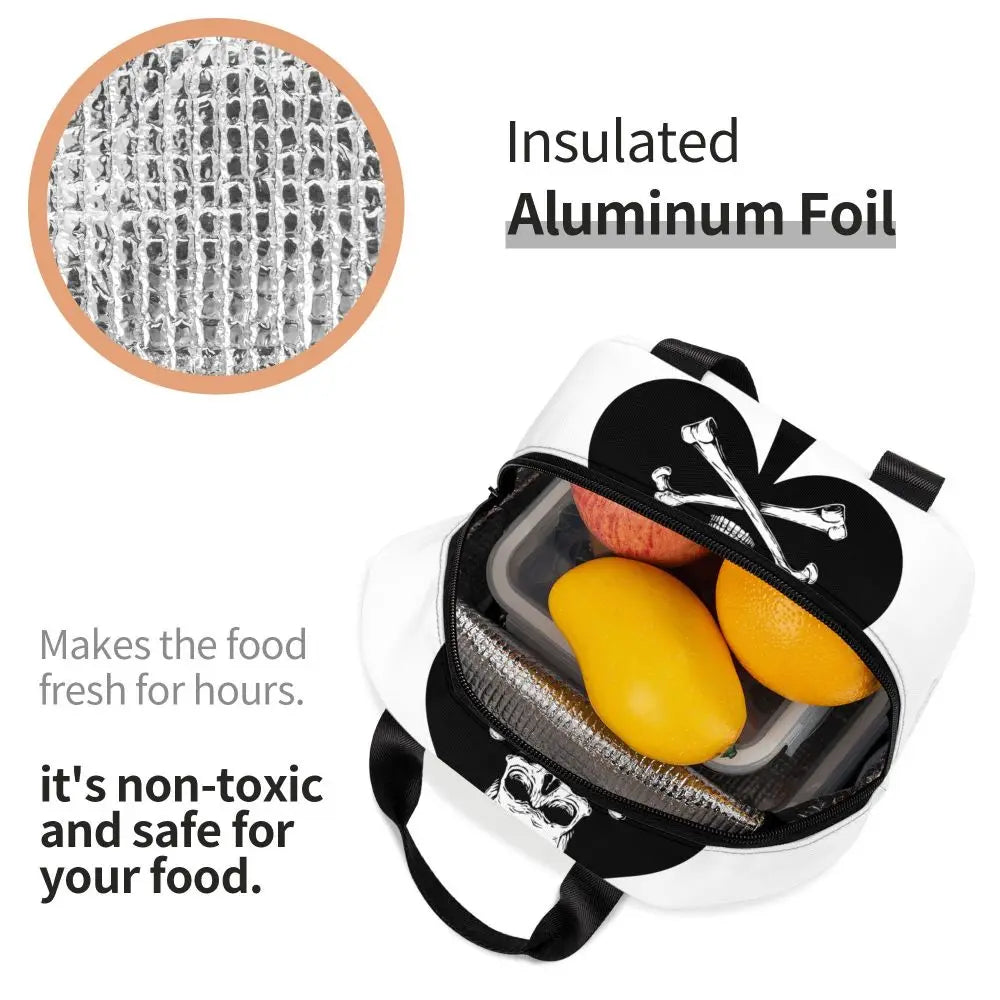 Poker Four Suits Portable Lunch Box Étanche Card Game Players Cooler Thermal Food Insulated Lunch Bag School Children Student