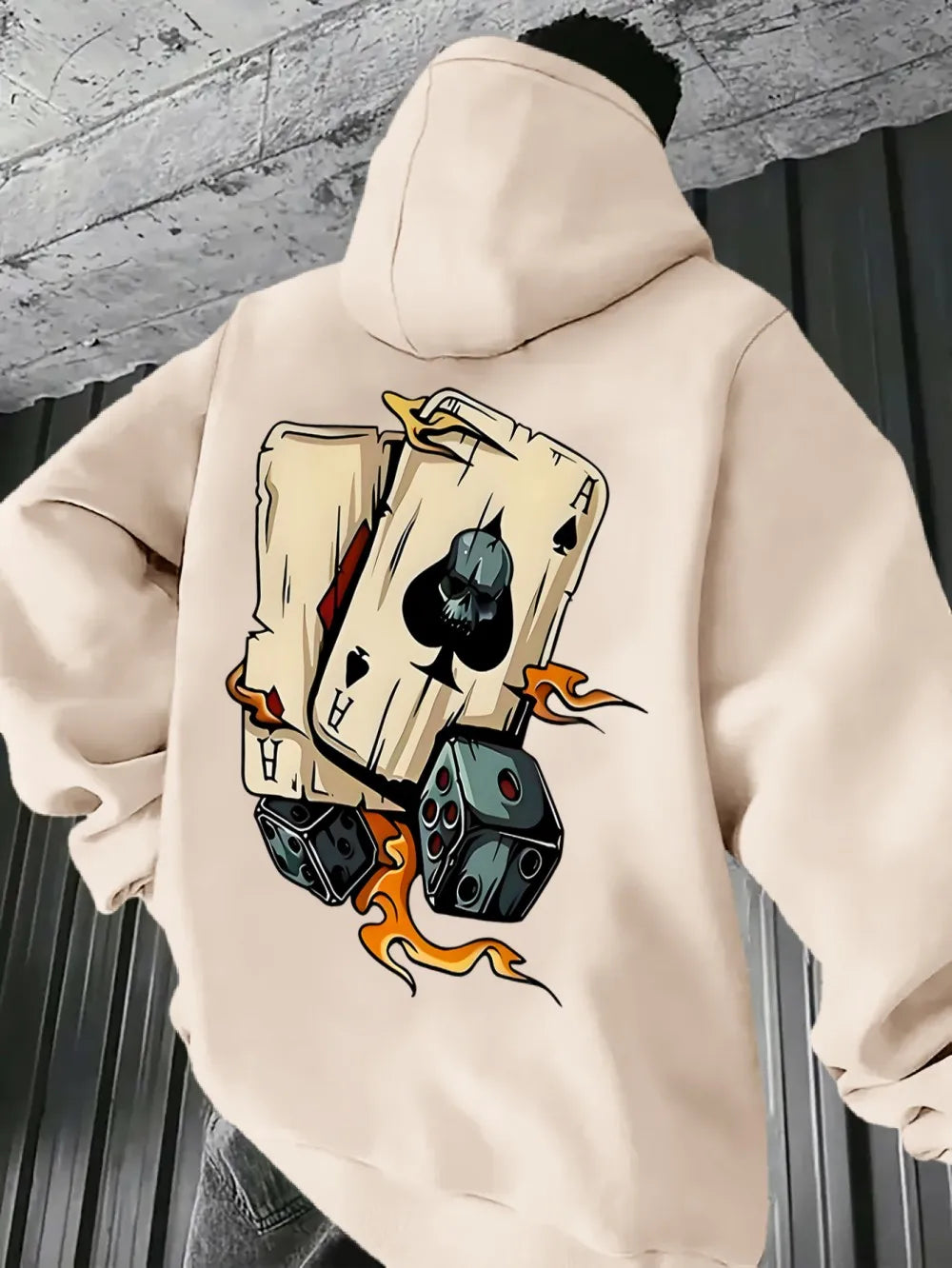 European and American men's new autumn fashion poker dice print comfortable and soft hooded sweatshirt outdoor street top