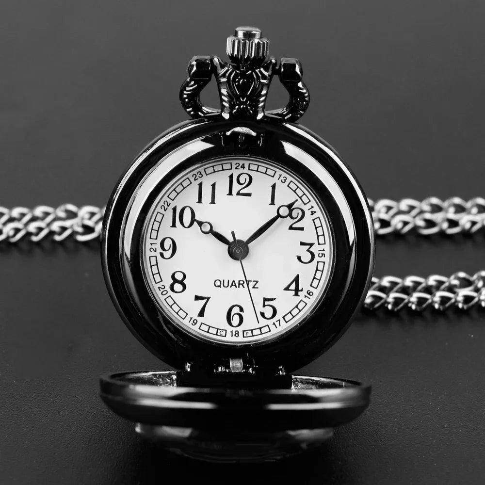 Exquisite Magic Poker Glass Dome Quartz Pocket Watch with Chain Arabic Numeral Dial Women Necklace Pendant Gifts Man Watches