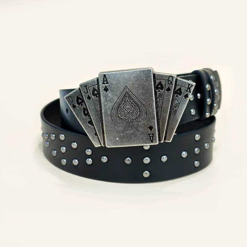 Western Noir Ceinture pour Homme et Femme Poker Rivet Ceintures Male Mode Leisure Punk Accessories wide Jeans Waistband Homme Cadeaux