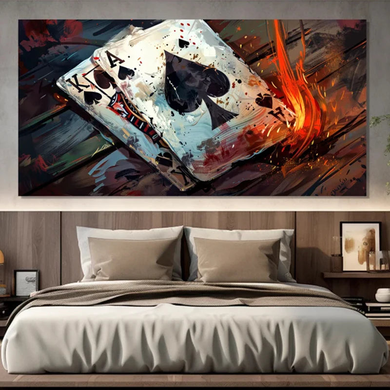 Abstract Ace of Spades King Poker Playing Cards Casino Artwork Poster Canvas Painting Wall Art Pictures Home Interior Decor