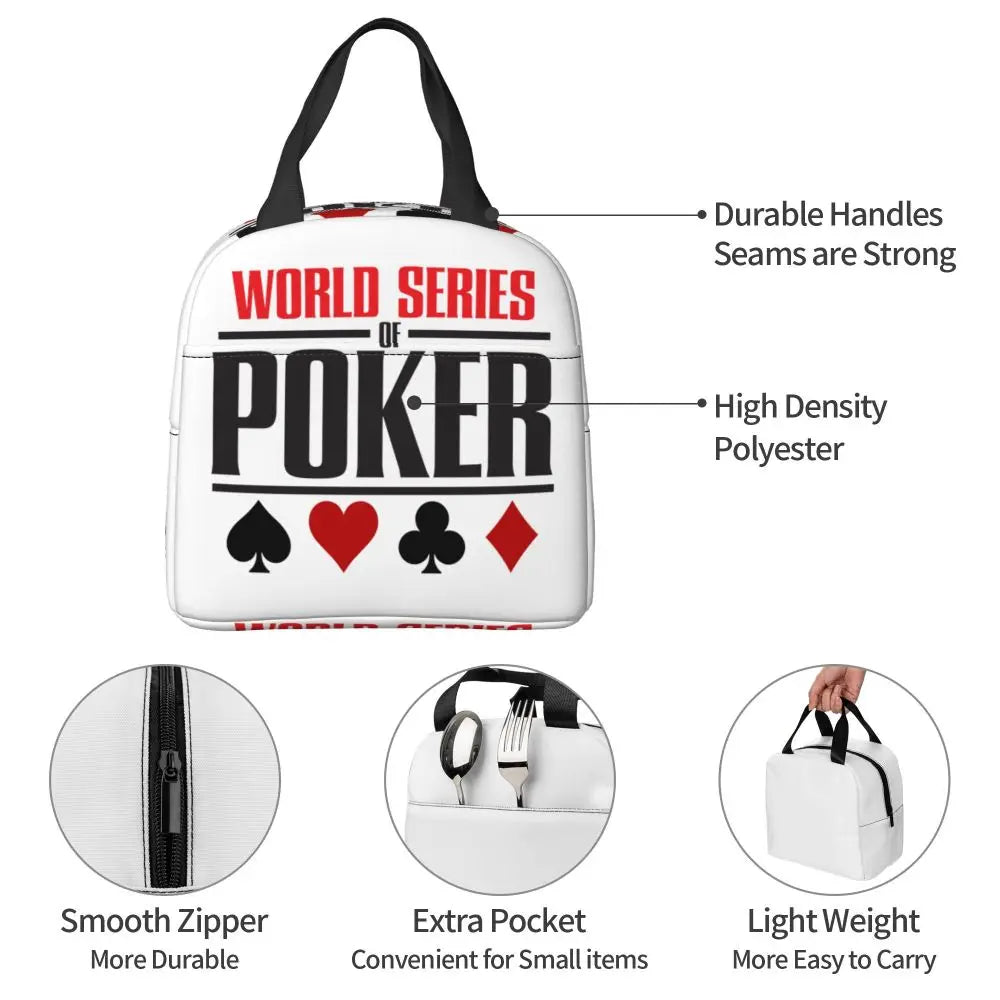 Poker Four Suits Portable Lunch Box Étanche Card Game Players Cooler Thermal Food Insulated Lunch Bag School Children Student
