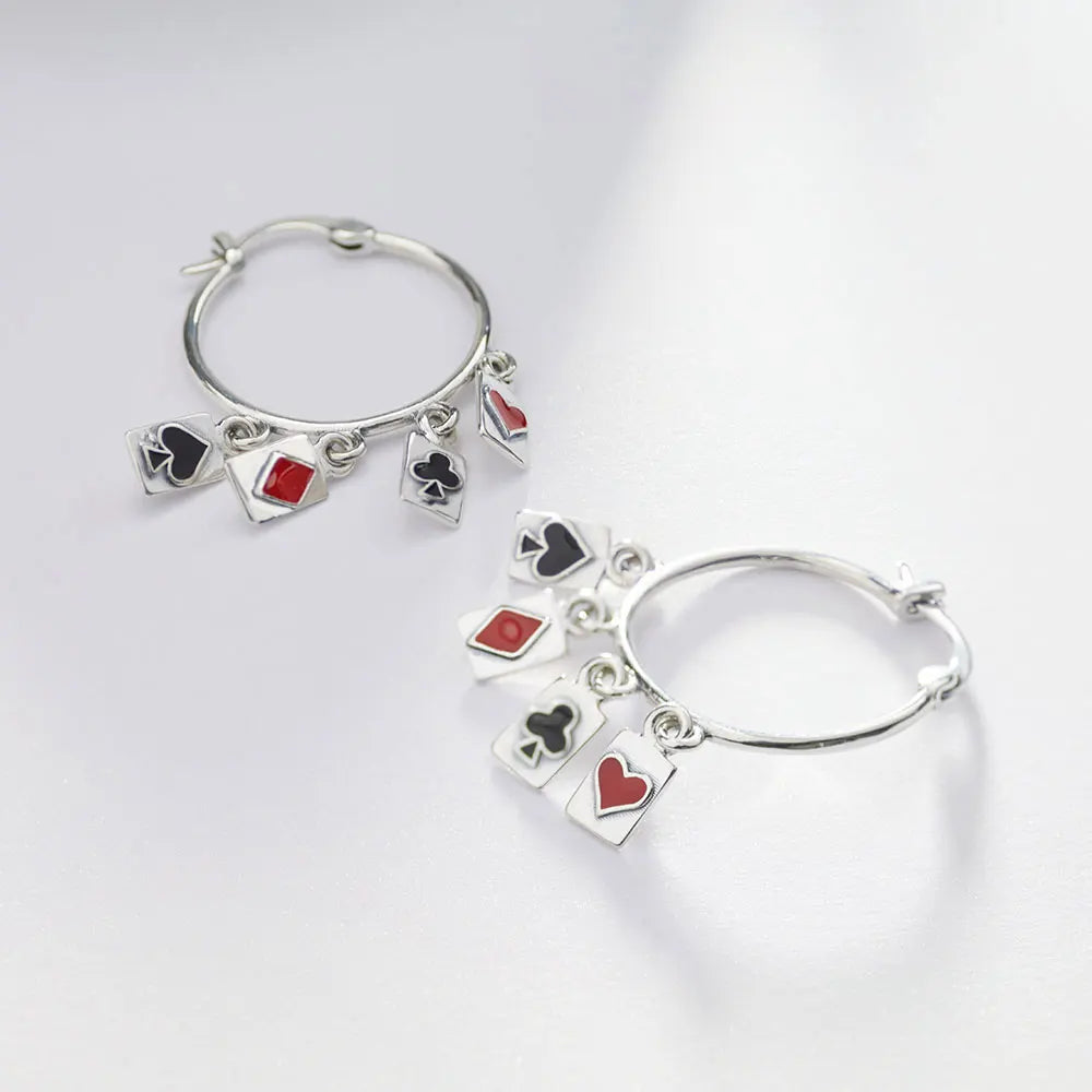 2026 925 Sterling Silver Earrings Charm Poker Suit Tassel Earrings Jewelry Making For Classic Bracelet Ladies DIY Holiday Gifts