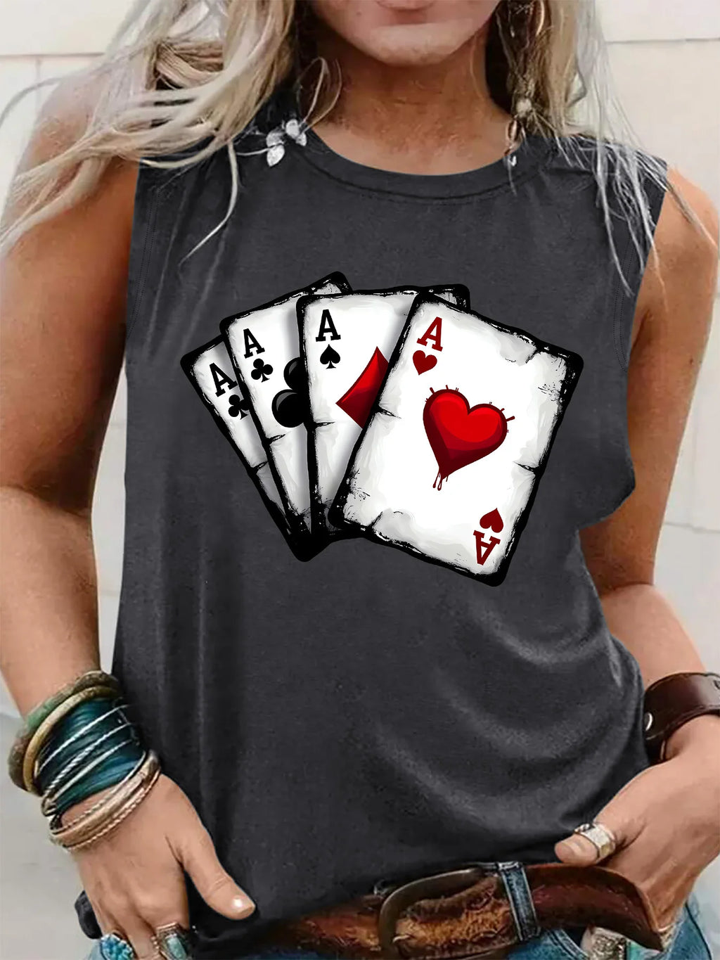 PLUS SIZE printed Summer women's loose and personalized dream catcher mesh printed vest top T-shirt comfortable sleeveless