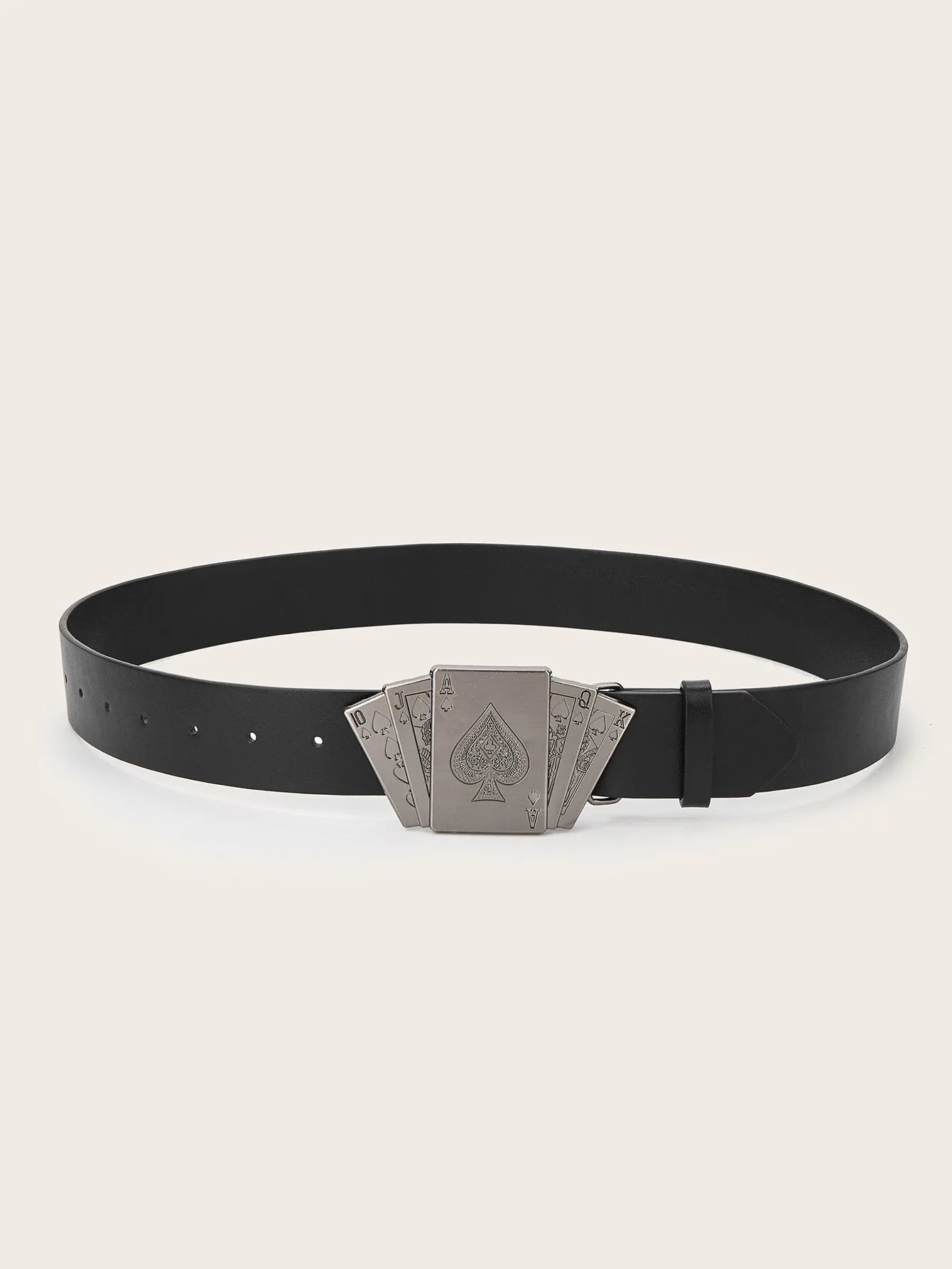Vintage-style Femme's Faux Leather Ceinture Poker-themed Metal Boucle Ceinture pour Both Homme et Femme Punk-style Jeans Ceinture