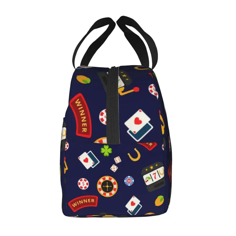Poker Four Suits Portable Lunch Box Étanche Card Game Players Cooler Thermal Food Insulated Lunch Bag School Children Student