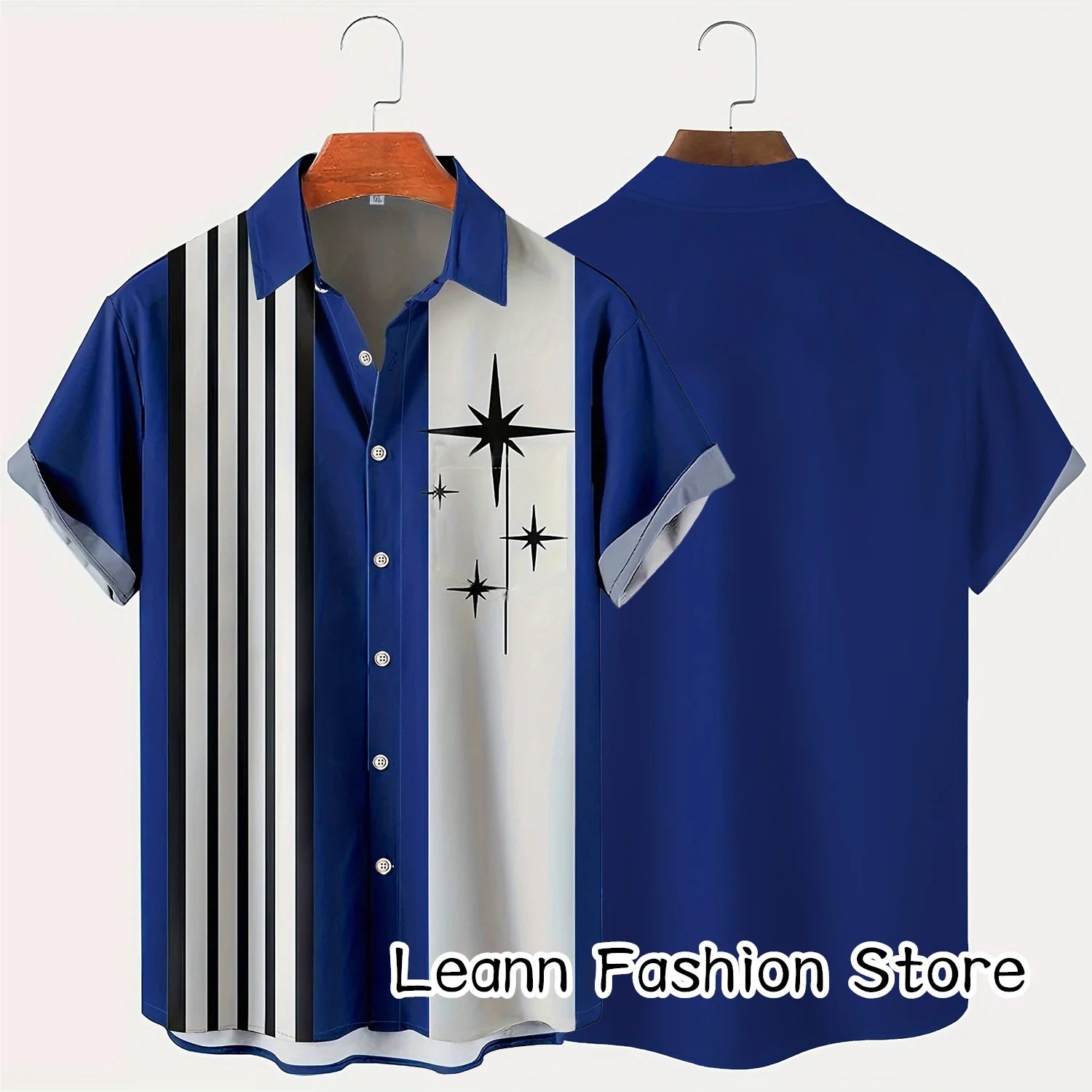 Men Summer Poker Symbol Stripe Print Shirt Casual Beach Short Sleeve Clothing Male Button Lapel Collar Shirt Fashion Leisurewear