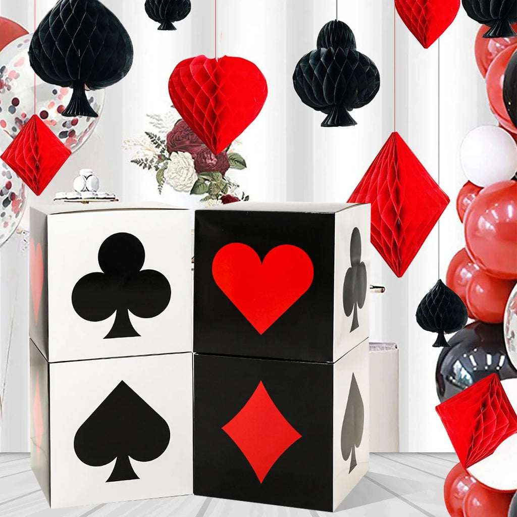 Las Vegas Casino Birthday Party Decorations Black Et Red Poker Theme Square Boxes pour Las Vegas Game Night Party Supplies