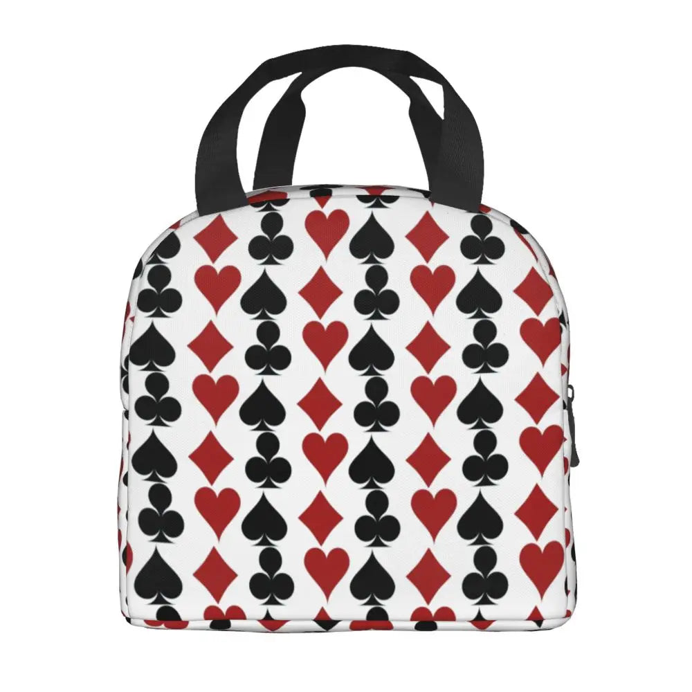 Poker Four Suits Portable Lunch Box Étanche Card Game Players Cooler Thermal Food Insulated Lunch Bag School Children Student