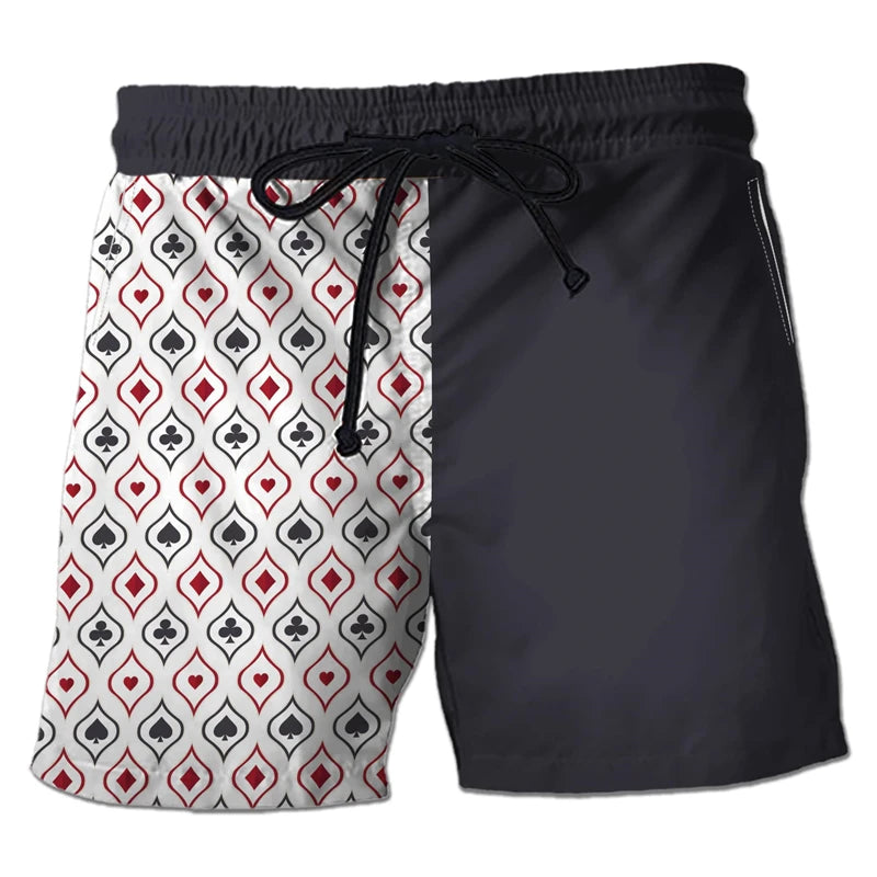 Casino Club 3D Printed Boardshorts Fashion Poker Short Pants For Men Clothes Playing Poker Beach Shorts Cards Trunks Bermudas