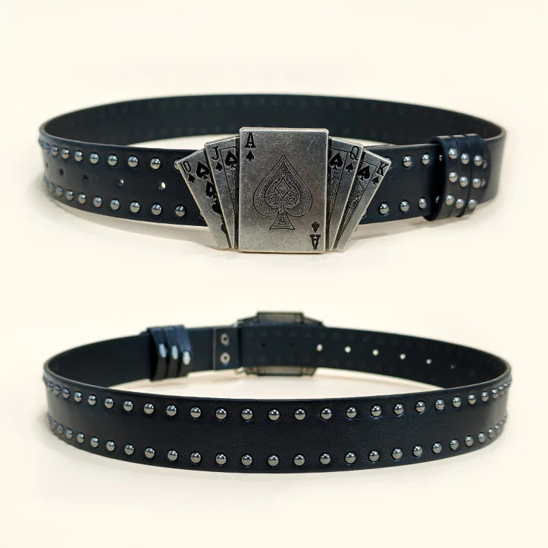 Western Noir Ceinture pour Homme et Femme Poker Rivet Ceintures Male Mode Leisure Punk Accessories wide Jeans Waistband Homme Cadeaux