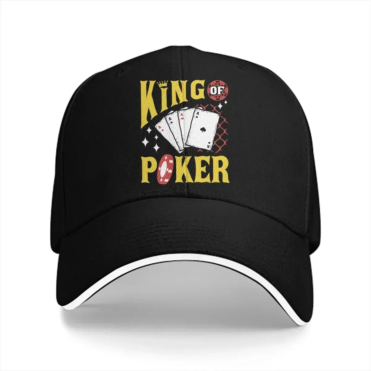 Washed Men's Baseball Cap King of Poker Trucker Snapback Caps Dad Hat Poker Golf Hats